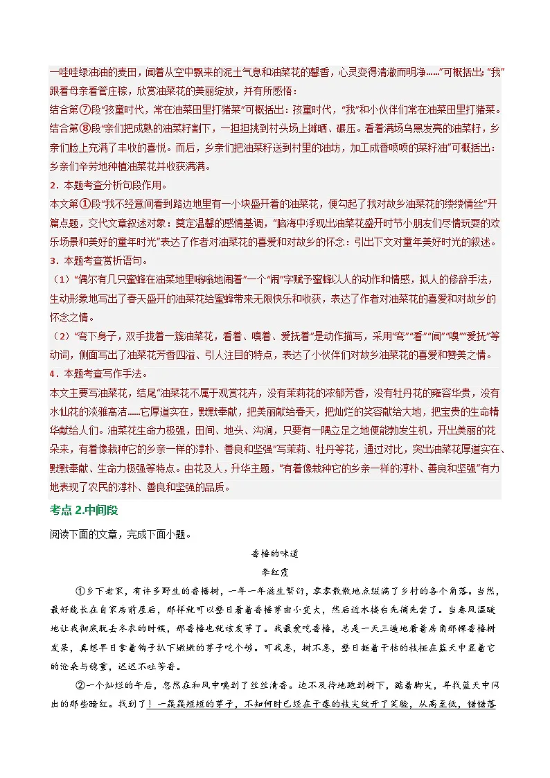 第1部分 专题04：记叙文阅读之段落作用（练习）-2025年中考语文复习 现代文阅读（全国通用）（教师版）第3页