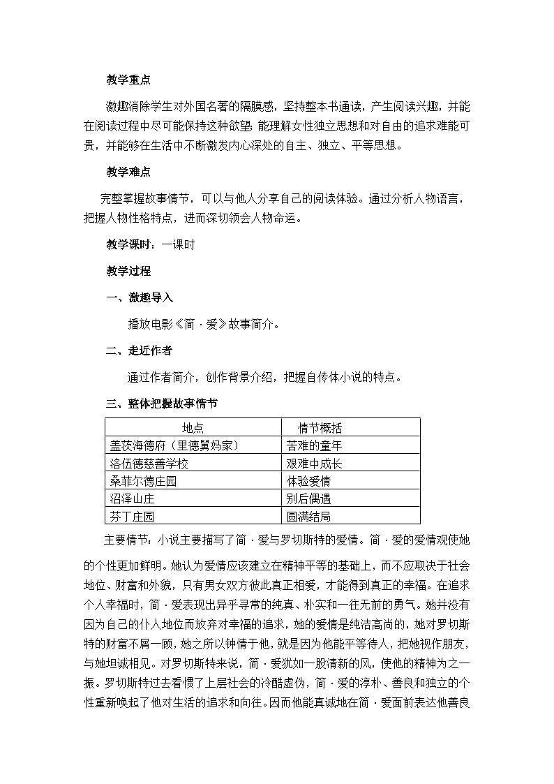 九下第六单元名著导读《简爱》  教学设计第2页