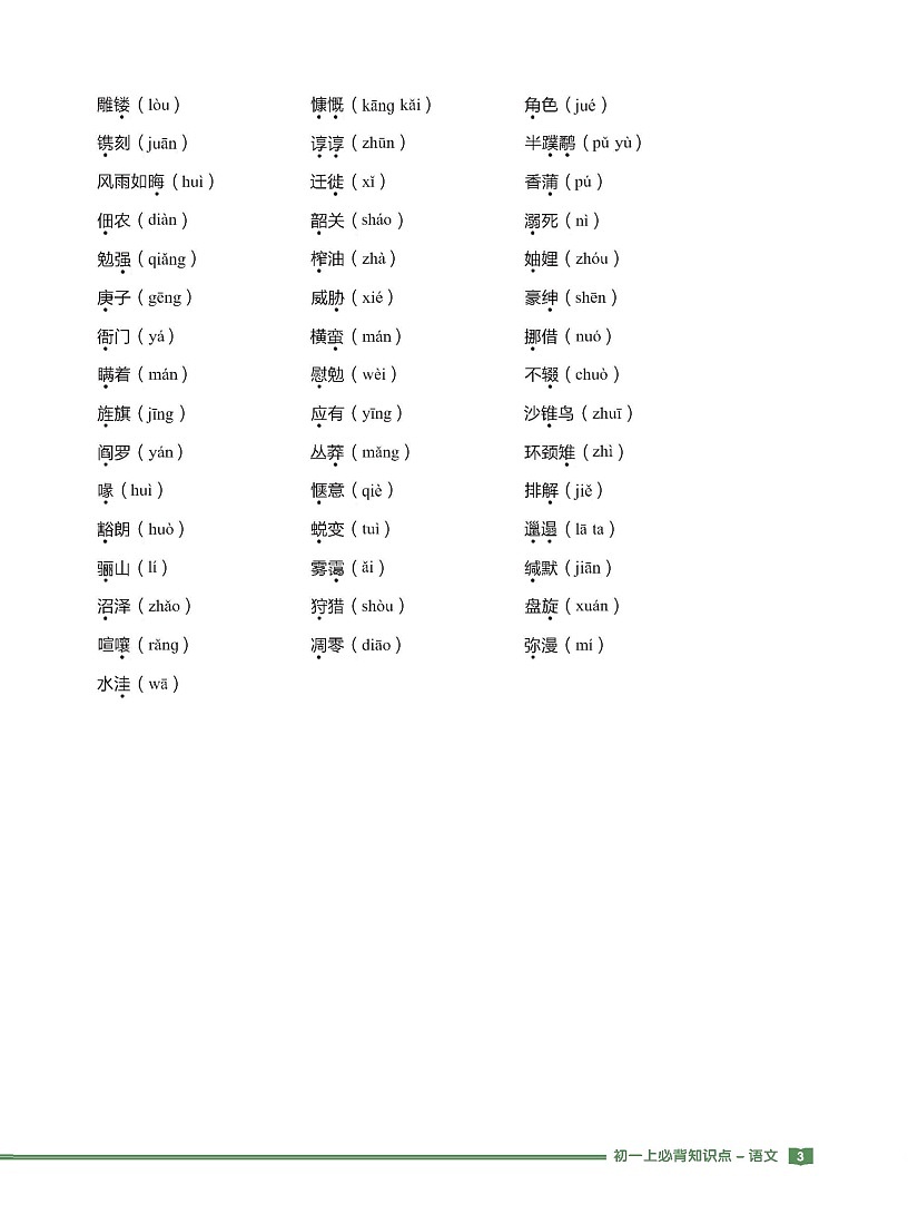 七年级上册必背知识点-语文学案（适用于2024版教材）第3页