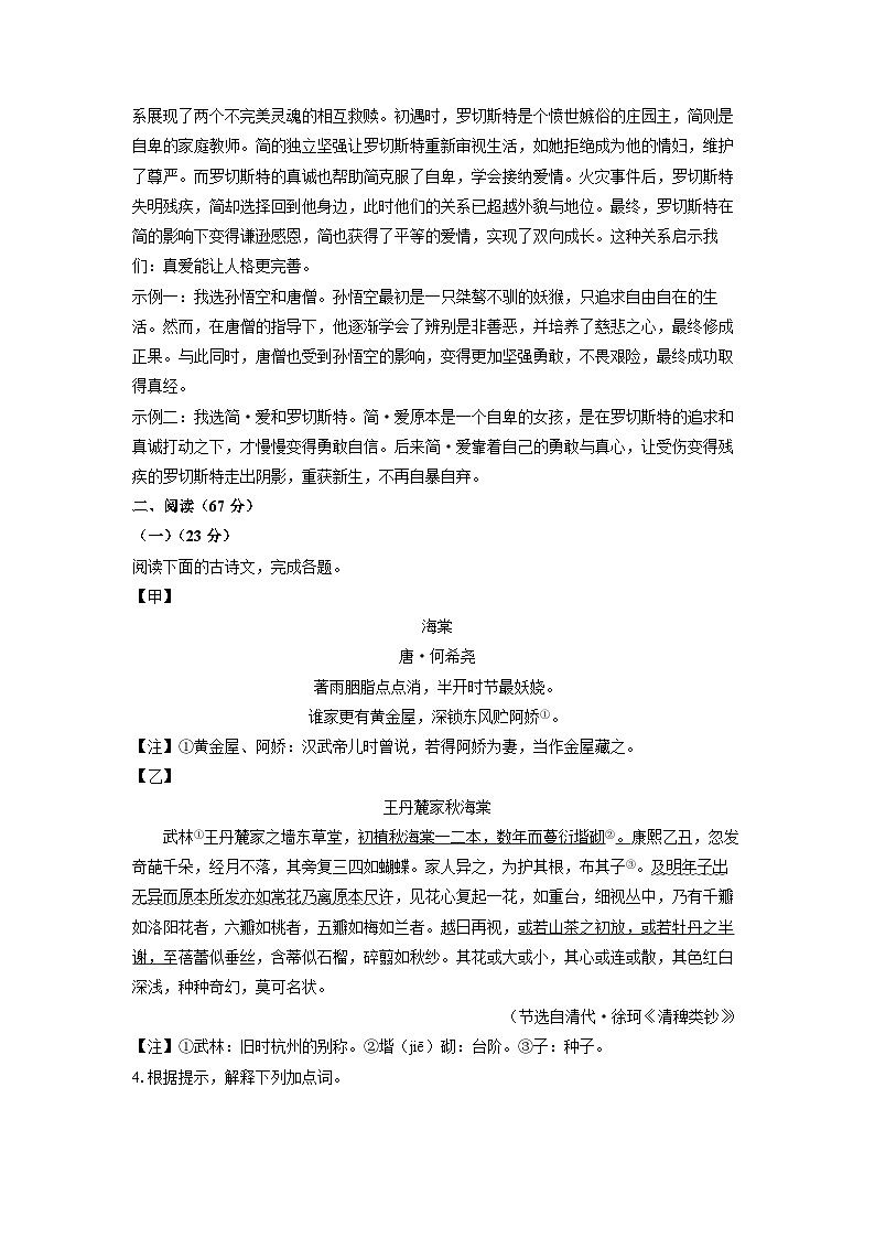 福建省龙岩市上杭县2025年中考二模[中考模拟]考试语文试卷（解析版）第3页