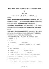 2024~2025学年广东省惠州市惠阳区永湖中学九年级上学期期末语文试卷