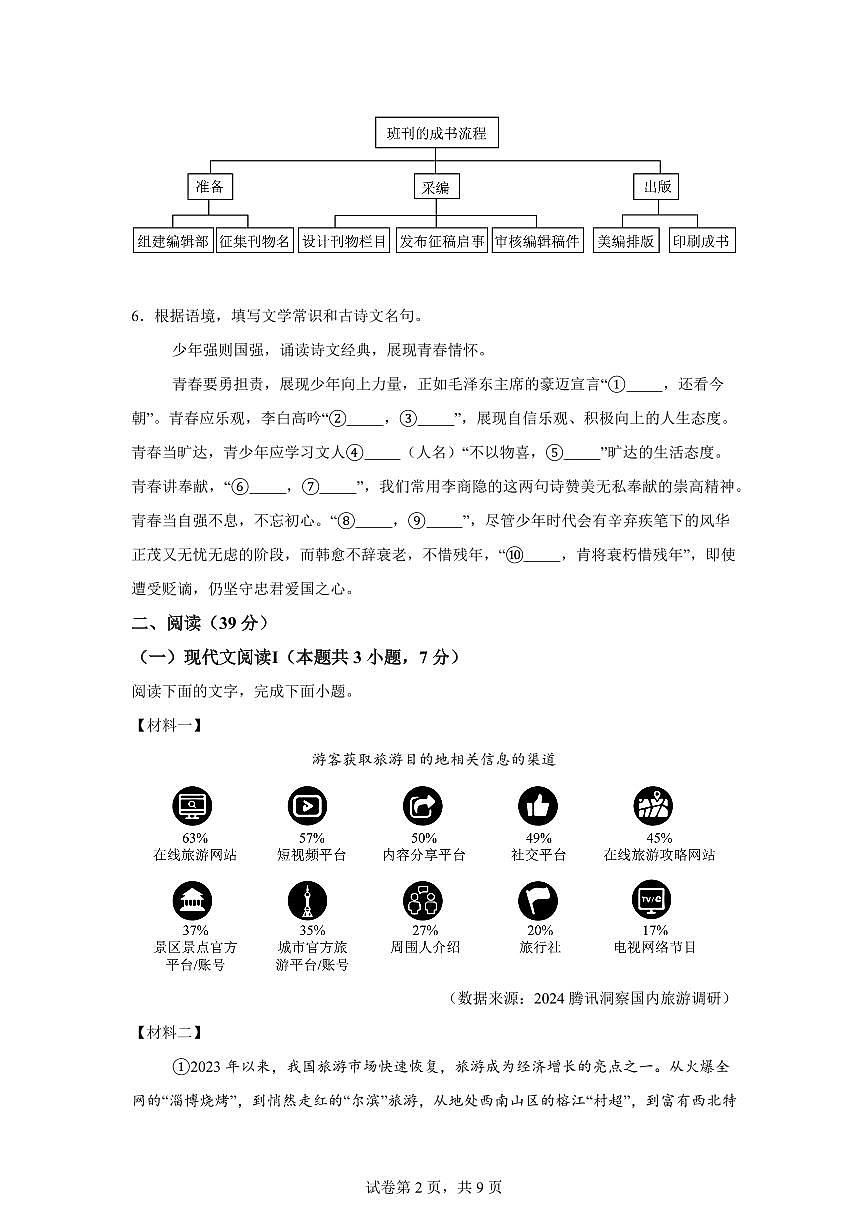 2024~2025学年广西河池市九年级上学期期末语文试卷第2页
