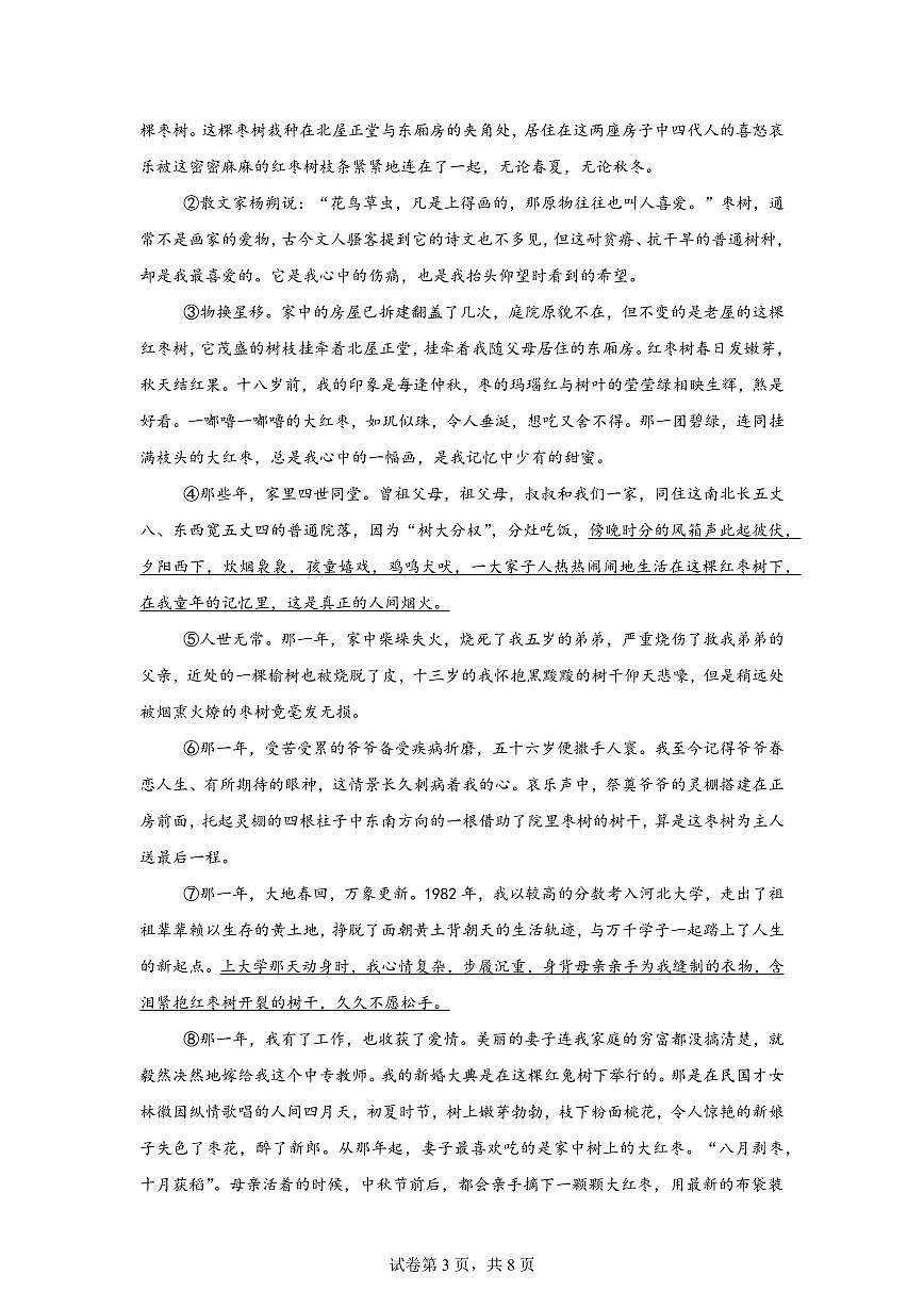 2024~2025学年河南省三门峡市九年级上学期期末语文试卷第3页