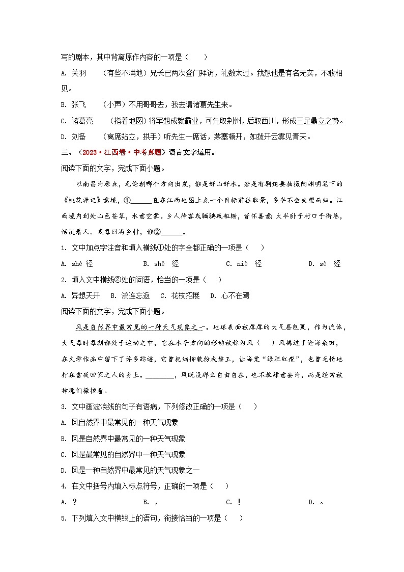 专题01   语言文字应用（原卷版）第3页