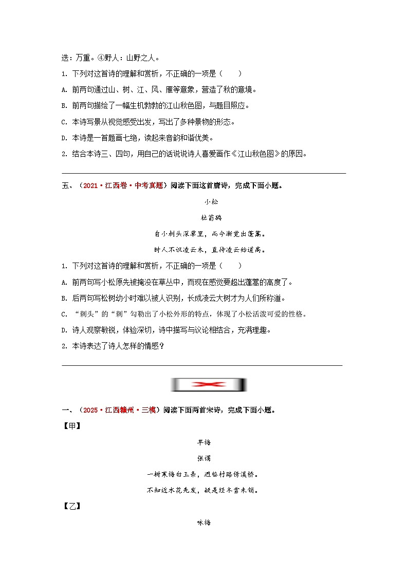 专题02 古诗词鉴赏（原卷版）第3页