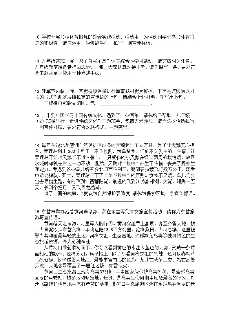 初中（中考）语文标语梯度训练3第2页