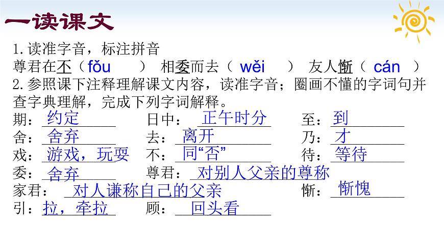 统编版（部编版）（2024）七年级语文上册第8课《世说新语》二则 之《陈太丘与友期行》课件第4页