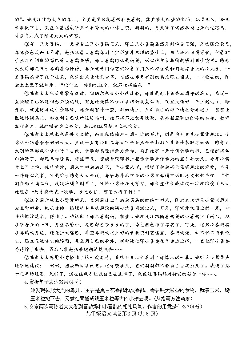 安徽省名校联考2024-2025学年九年级上学期开学语文考试（含答案）第3页