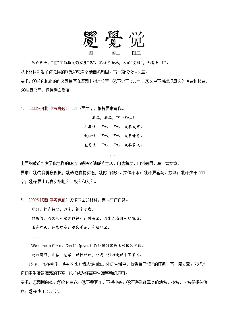 2025年中考语文真题分类汇编（全国通用）专题13 材料作文、话题作文（全国通用）（原卷版）第2页