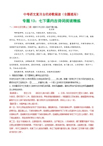 中考语文第二轮专项练习专题13：七下课内古诗词阅读精练-中考语文复习 古代诗歌阅读（全国通用）（教师版+学生版）