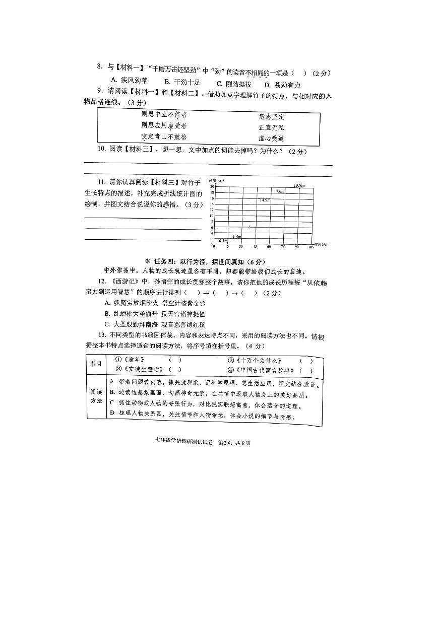 河南省安阳市市区2025～2026学年七年级上开学语文试卷(无答案)第3页