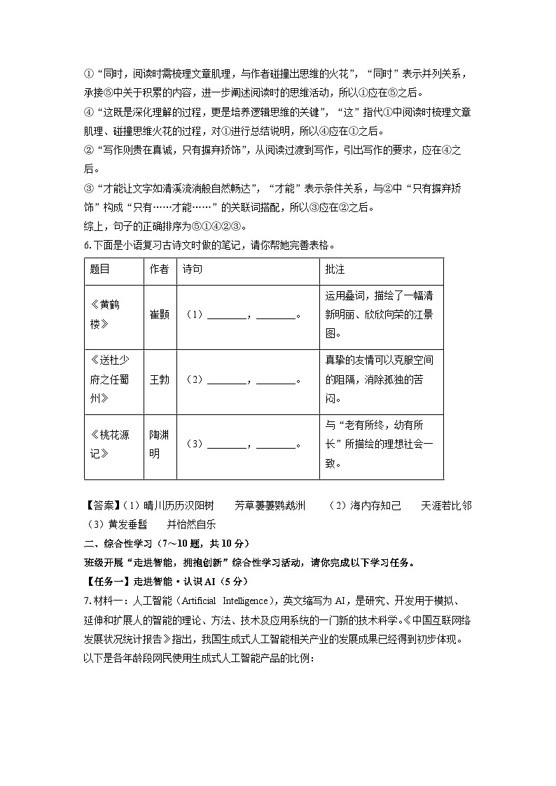 云南省文山州2024-2025学年八年级下学期期末考试试题语文试卷（解析版）第3页