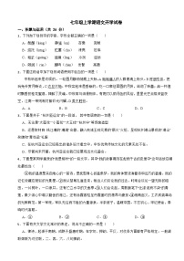 湖南省郴州市2025年七年级上学期语文开学试题附答案