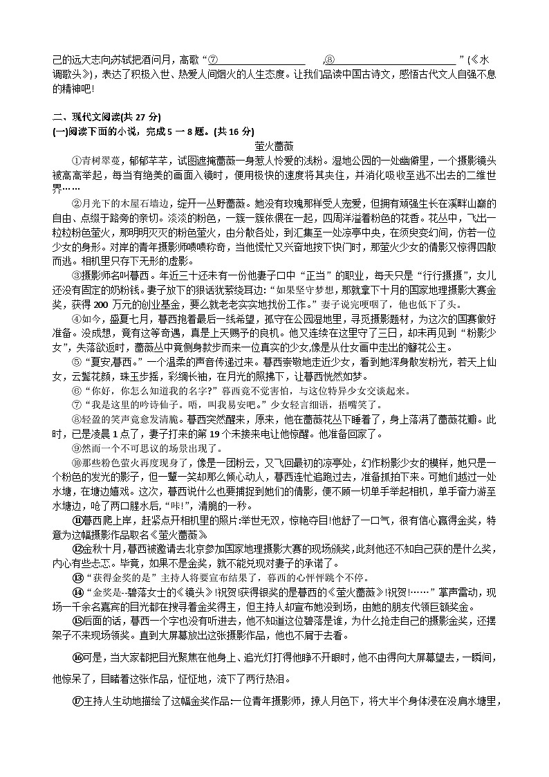 河南省南阳市宛城区2024-2025学年九年级上学期11月期中语文试题+第2页