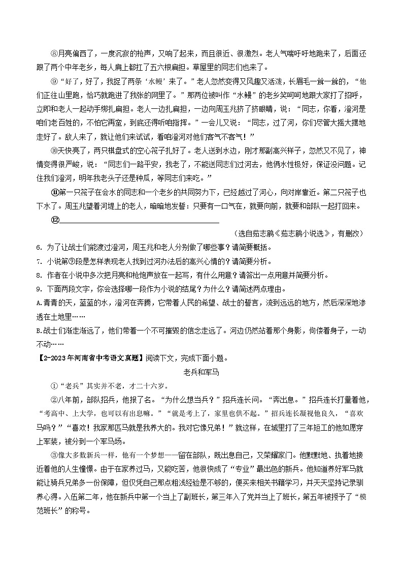 专题07 小说阅读（河南专用）（原卷版）第2页