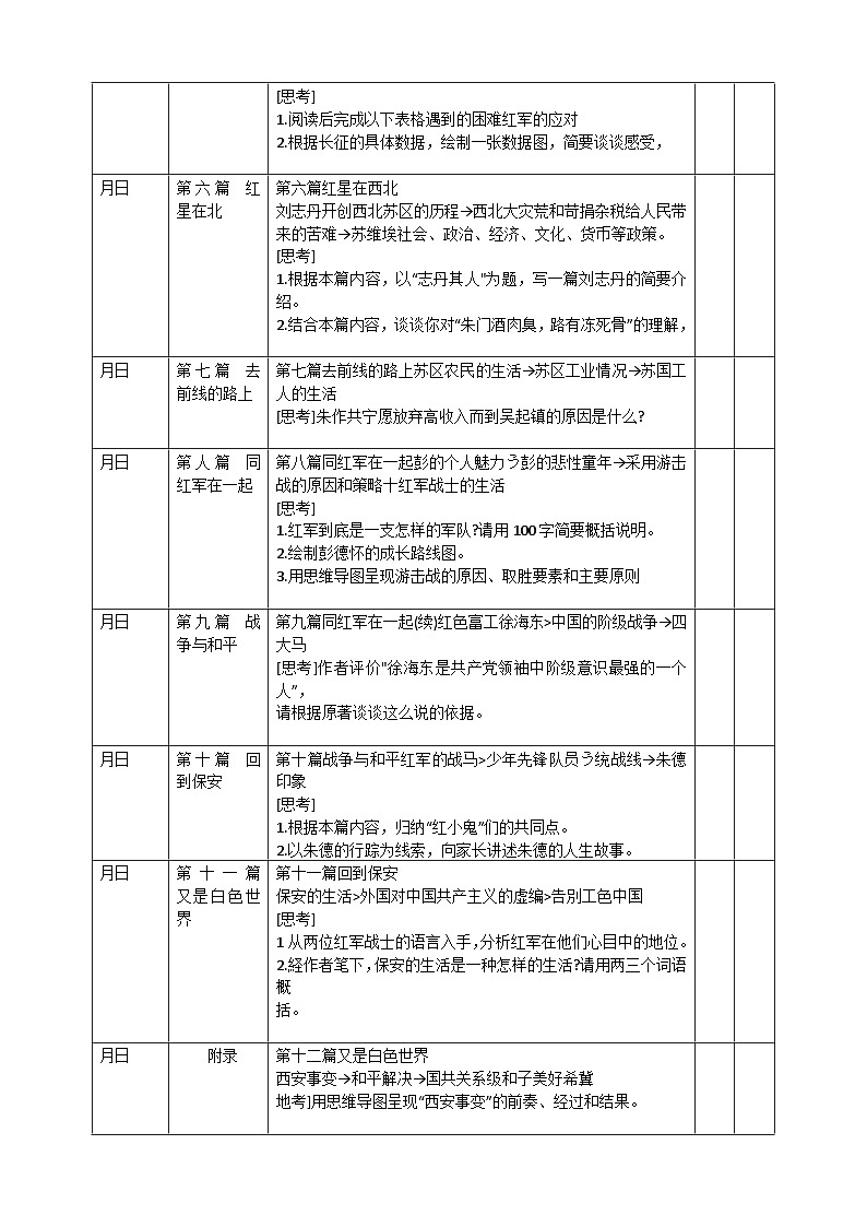 部编版语文八年级上册【整本书阅读】第01讲《红星照耀中国》阅读计划单导学案第3页