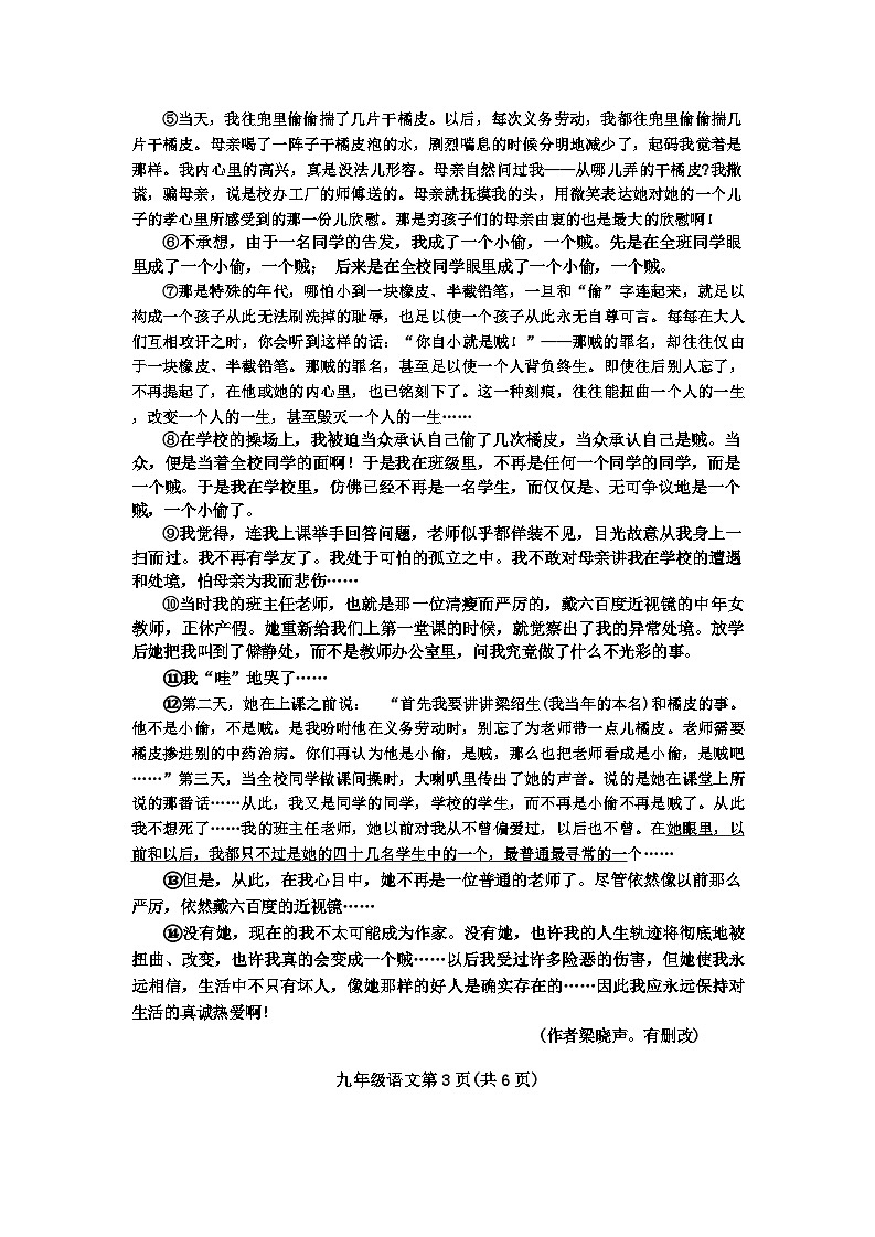 河南省新乡市2024-2025学年九年级上学期11月期中语文试题第3页