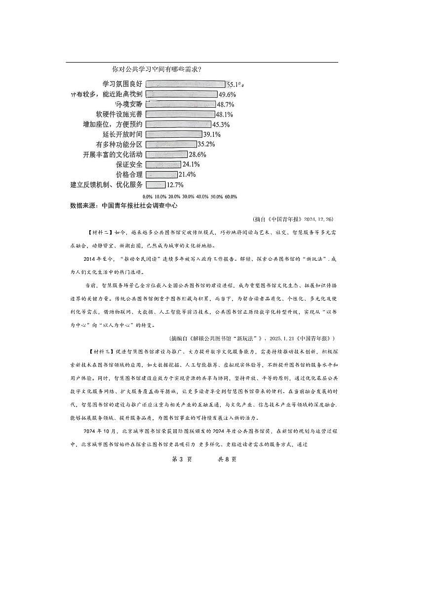 陕西省西安高新区第十初级中学2025～2026学年九年级上开学暑期学生自主学习监测语文试卷(含答案)第3页