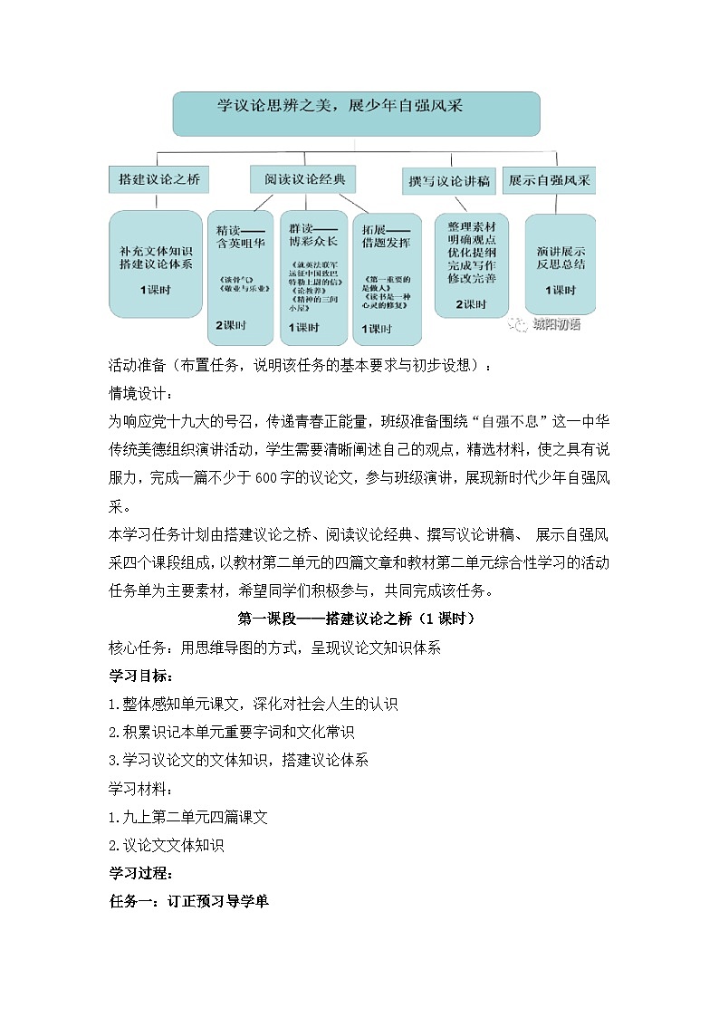 新人教部编版初中语文九上第二单元大单元设计：学议论思辨之美，展少年自强风采第3页