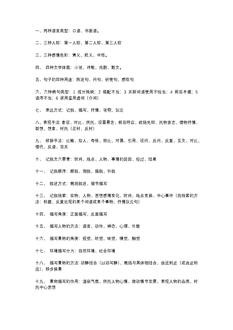 2025年初中语文中考专题复习学案：阅读理解36条知识点第1页
