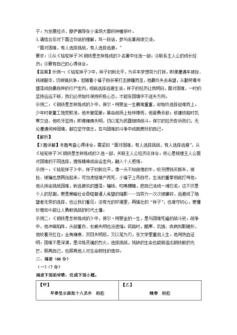 福建省泉州市德化县2024-2025学年七年级下学期期末考试语文试卷（解析版）第3页