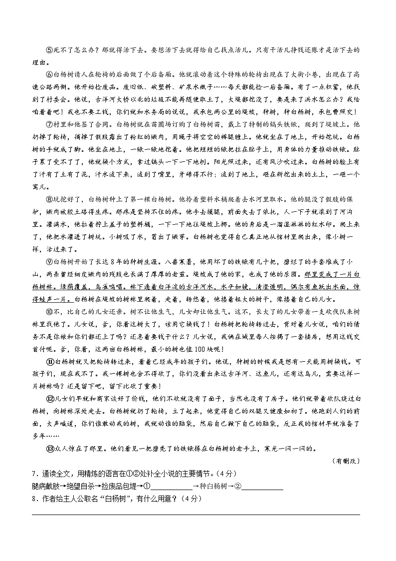甘肃省陇南市武都区2024-2025学年八年级下学期期末语文试题第3页