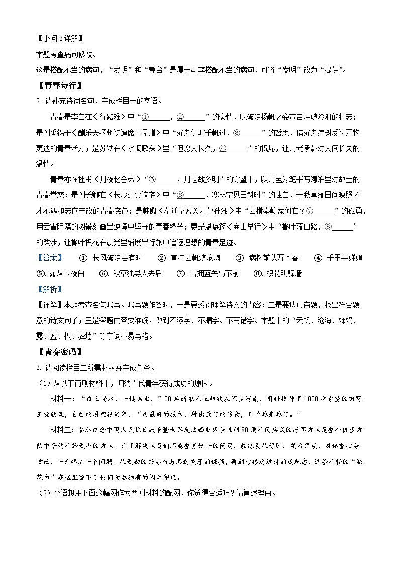 河南省开封市金明中学2025-2026学年九年级上学期9月月考语文试题（解析版）第2页