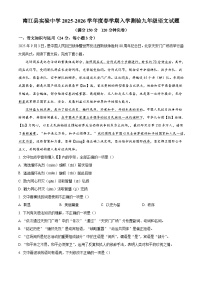四川省巴中市南江县实验中学2025-2026学年九年级上学期入学考试语文试题（含答案）