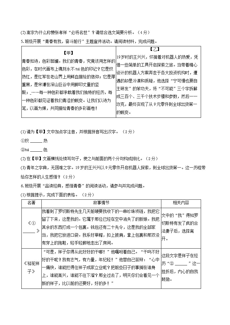 2025年山西省临汾市洪洞县校联考中考二模语文试题第3页