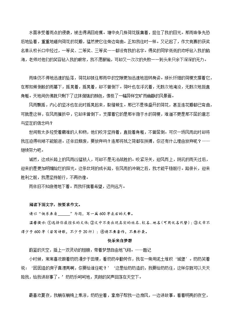 02《这样的人让我敬佩》《弦乐茶香》《风雨路上你陪我走》《加点恬淡，调出生活好味道》-2026年中考语文作文备考素材讲练（全国通用）第3页