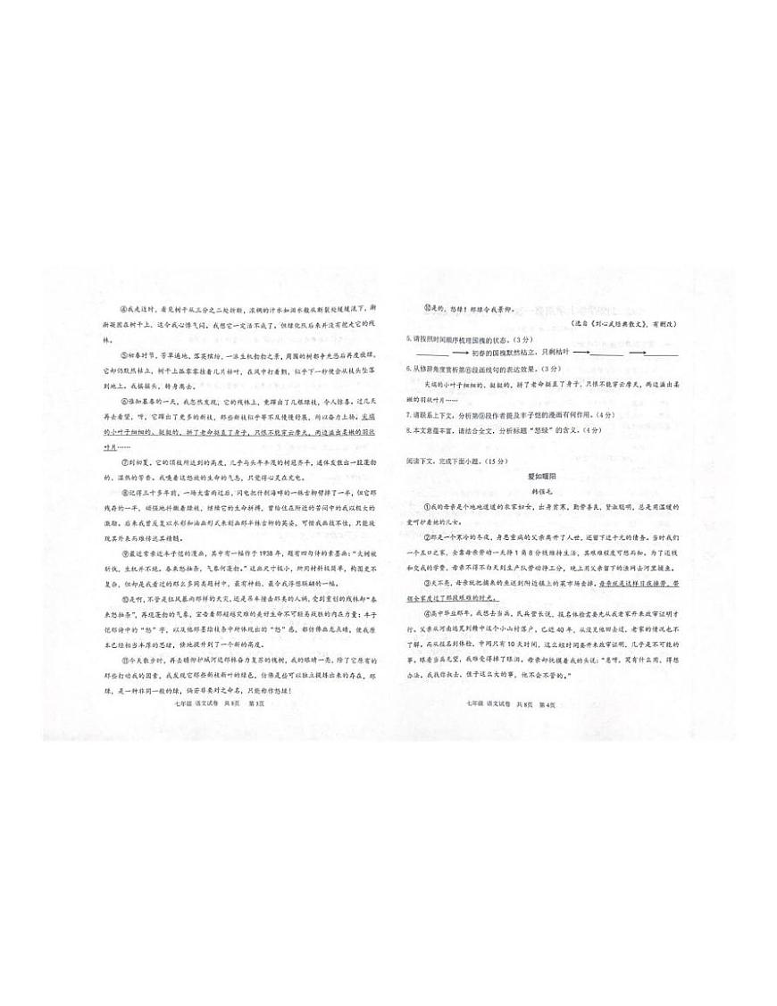 河南省郑州市第二初级中学2025-2026学年七年级上学期第一次月考语文试卷第2页