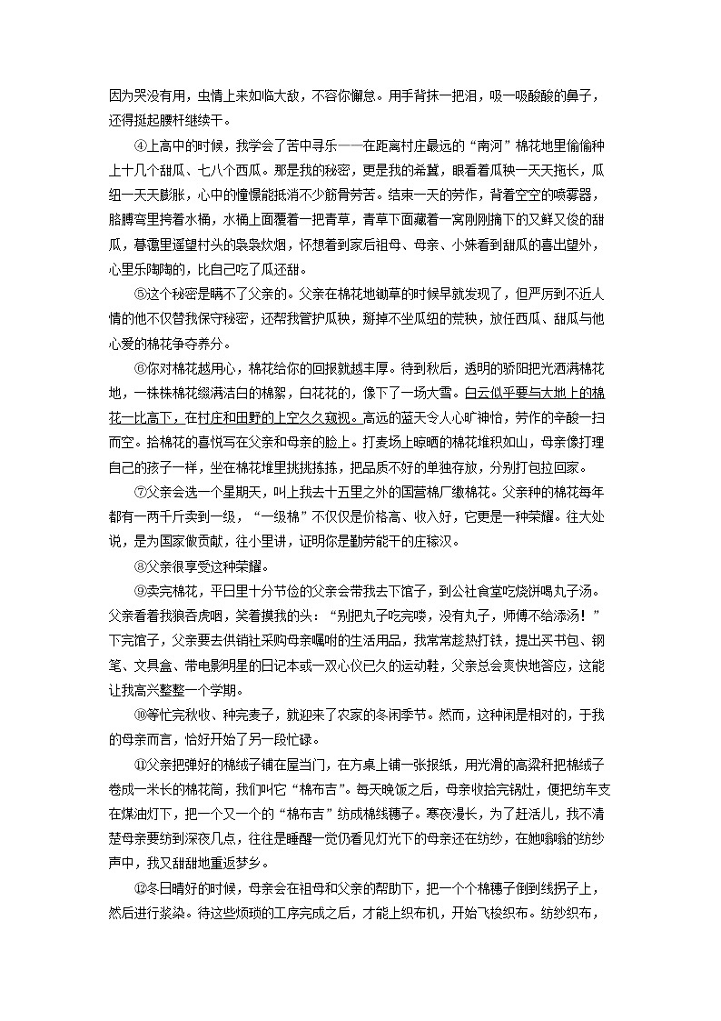 河南省驻马店市上蔡县八校联考2025年中考三模考试语文试卷（学生版）第3页