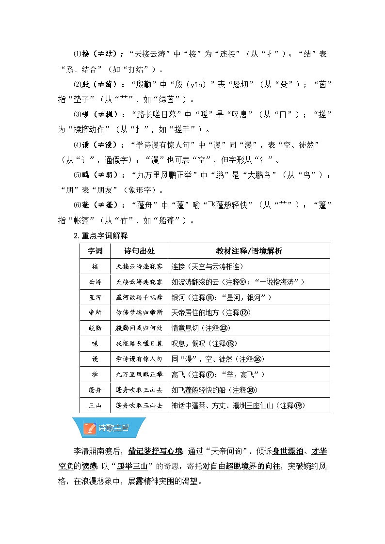 第26课《诗词五首：渔家傲》—初中语文八年级上册 知识点梳理+思维导图（人教部编版2024）第3页