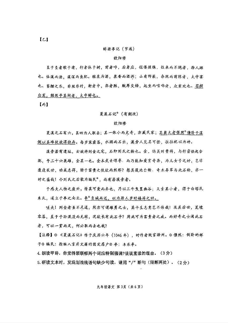 江苏省徐州市树人初级中学2025-2026学年九年级上学期10月月考语文试题第3页