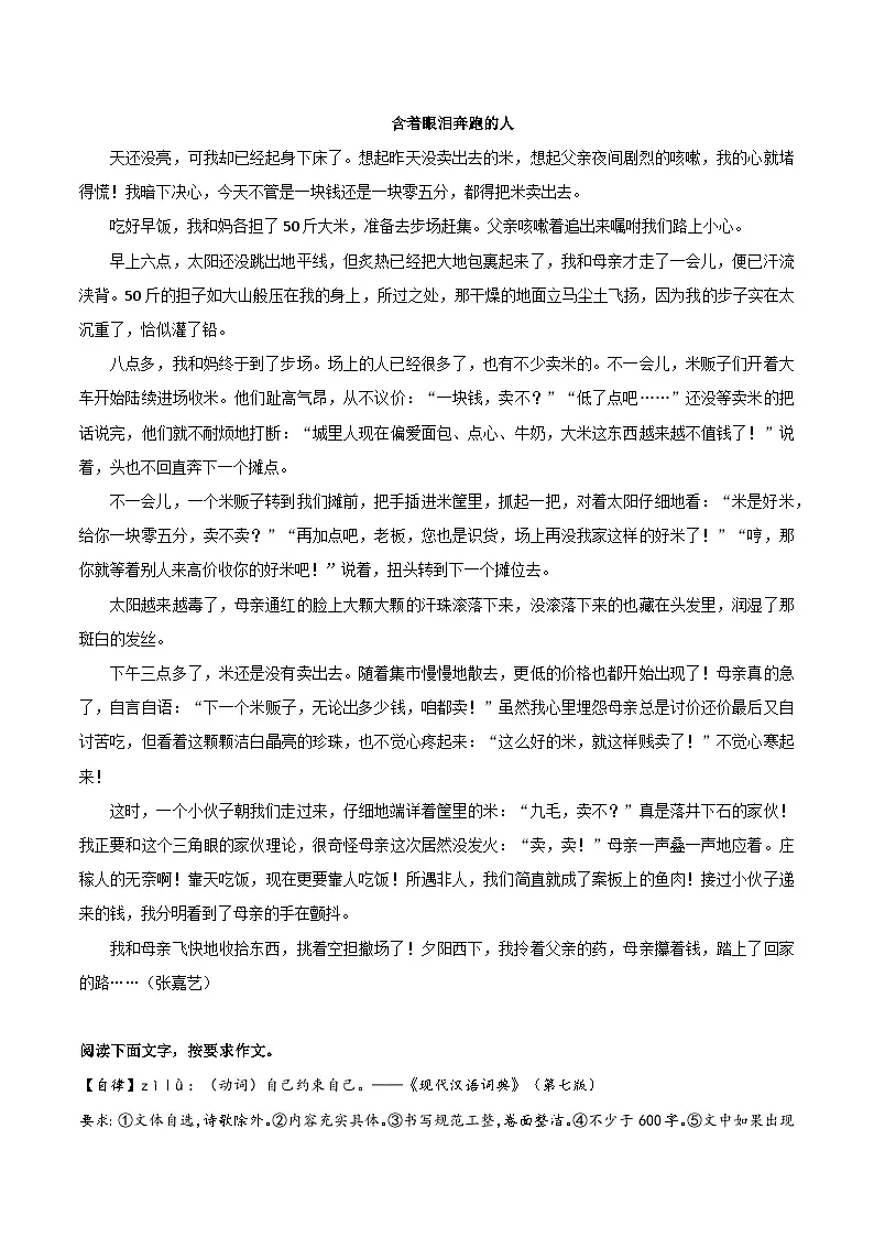 04《这里有一树槐花香》《含着眼泪奔跑的人》《能自律者为俊杰》《那一次绽放》《我的班主任》-2026年中考语文优秀范文讲练（全国通用）第2页