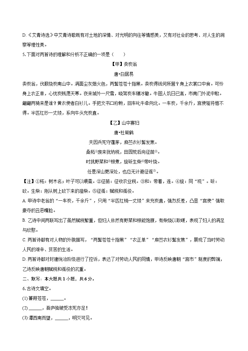 2024-2025学年辽宁省丹东市凤城市八年级（下）期末语文试卷（含详细答案解析）第2页