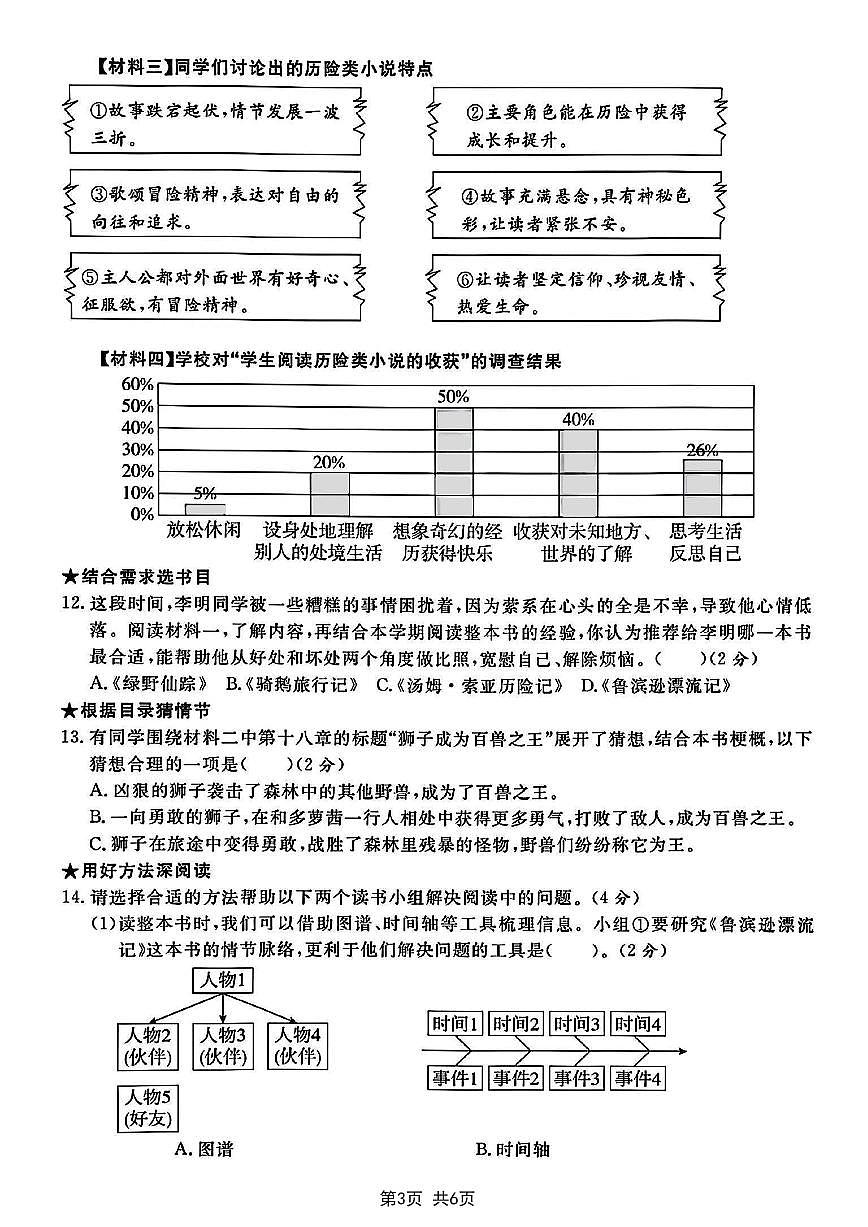 2025学年准初一入学分班考试语文测试卷(1)第3页