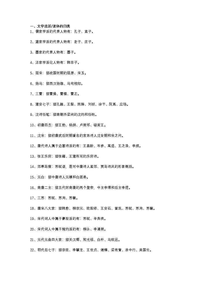 2025年初中语文中考专题复习学案：初中生必备的文学常识第1页