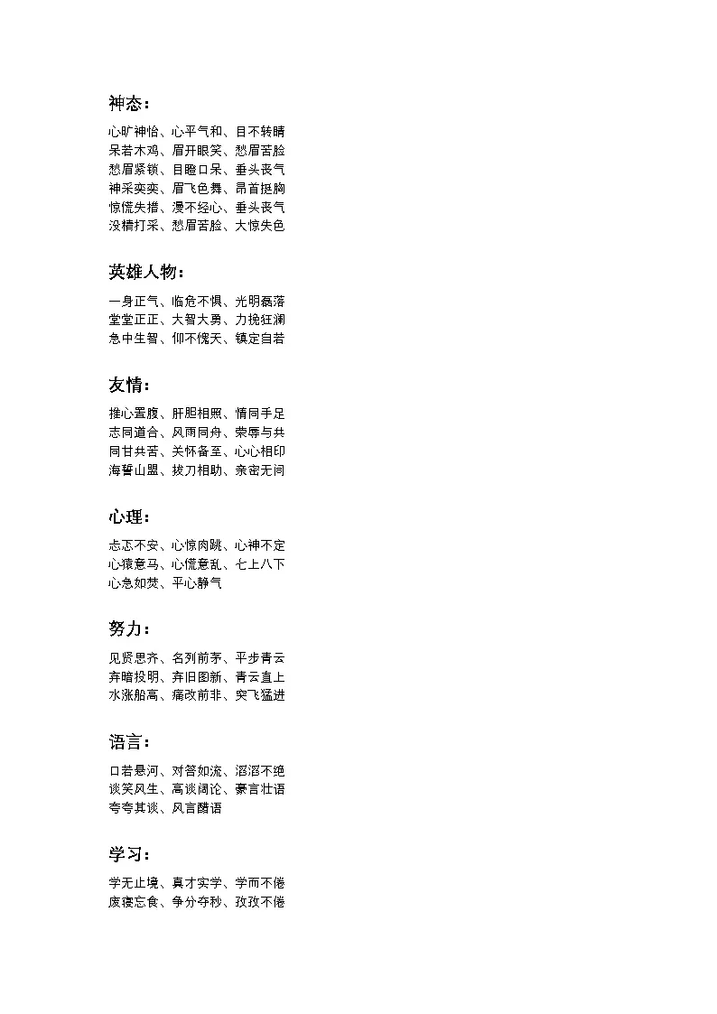 2025年初中语文中考专题复习学案：中华成语分类汇总第1页