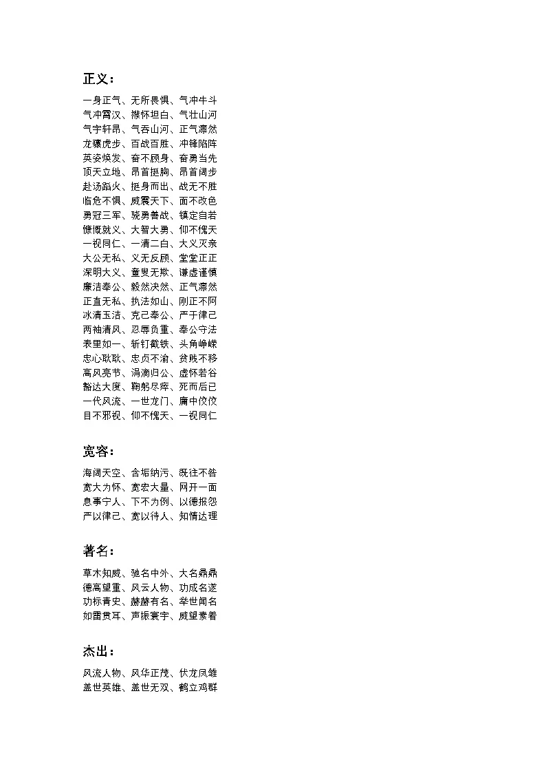2025年初中语文中考专题复习学案：中华成语分类汇总第3页