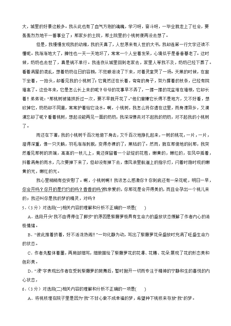 湖北省武汉市江岸区2023-2024学年七年级下学期期末语文试卷第3页