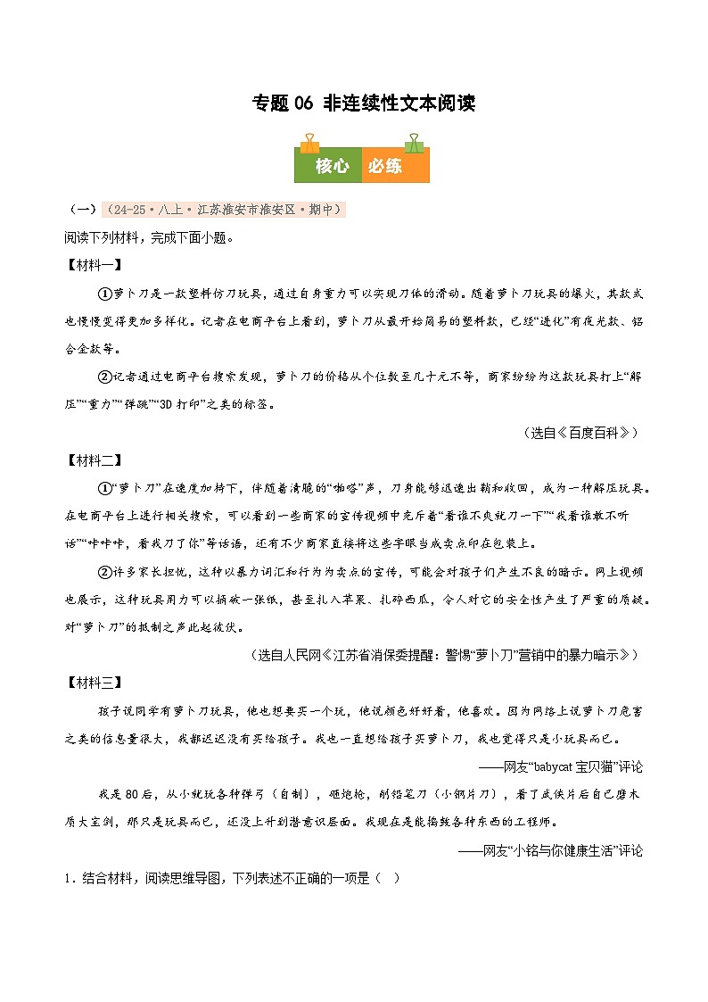 专题06 非连续性文本阅读（期中真题汇编，江苏专用）（原卷版）第1页