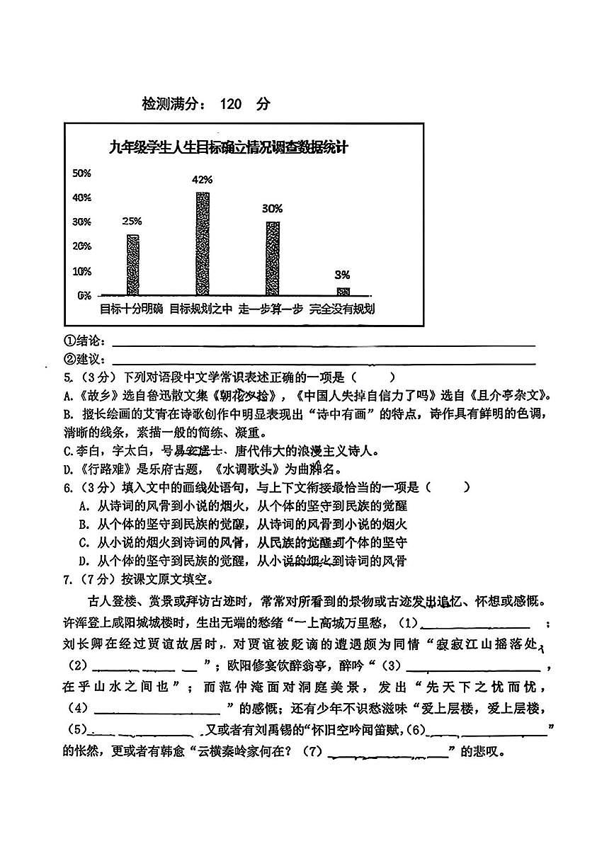 黑龙江省哈尔滨工业大学附属中学校2025-2026学年九年级（五四学制）上学期10月考试语文试题第2页