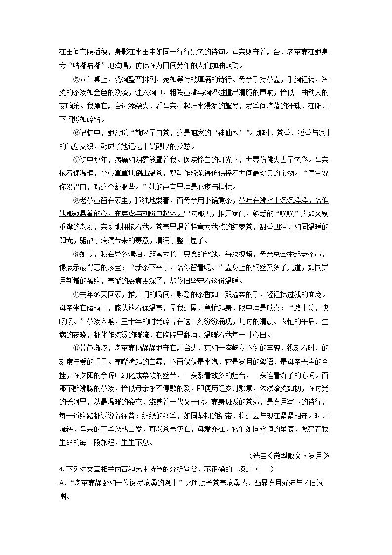 安徽省六安市部分学校2025-2026学年九年级上学期第一次月考考试语文试题（学生版）第3页