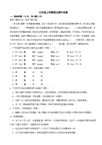 山东省济宁市2025年七年级上学期语文期中试卷附答案