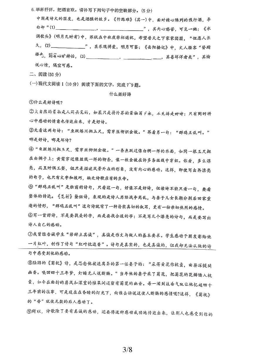 湖南省衡阳市童星实验学校2025-2026学年九年级上学期语文国庆试卷（月考）第3页