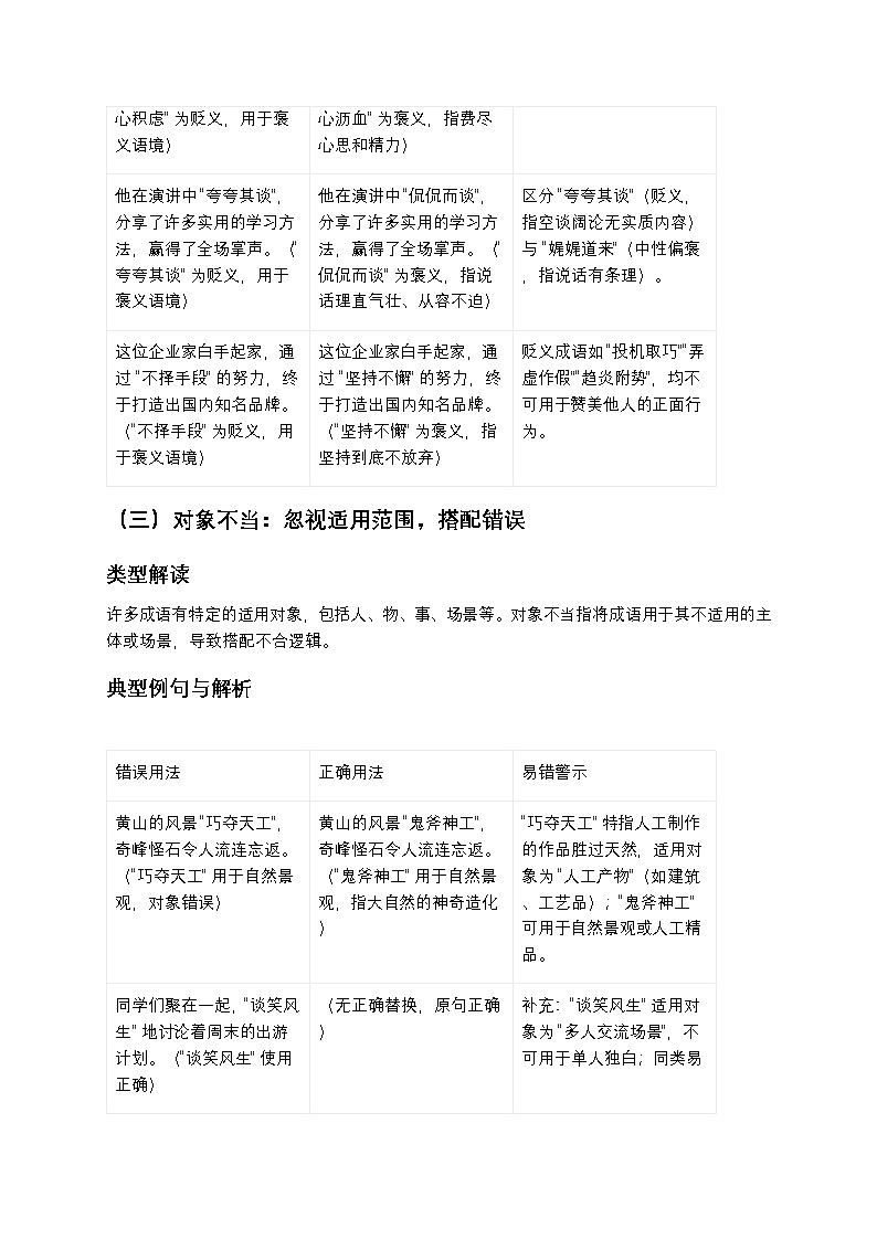初中语文通用版 成语使用错误类型深度解析（易错点精讲 + 真题适配演练）第3页