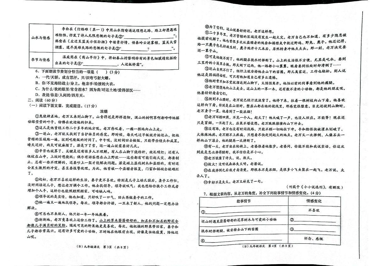 甘肃省陇南市康县2025-2026学年九年级上学期周期学业能力评鉴语文试卷（月考）第2页
