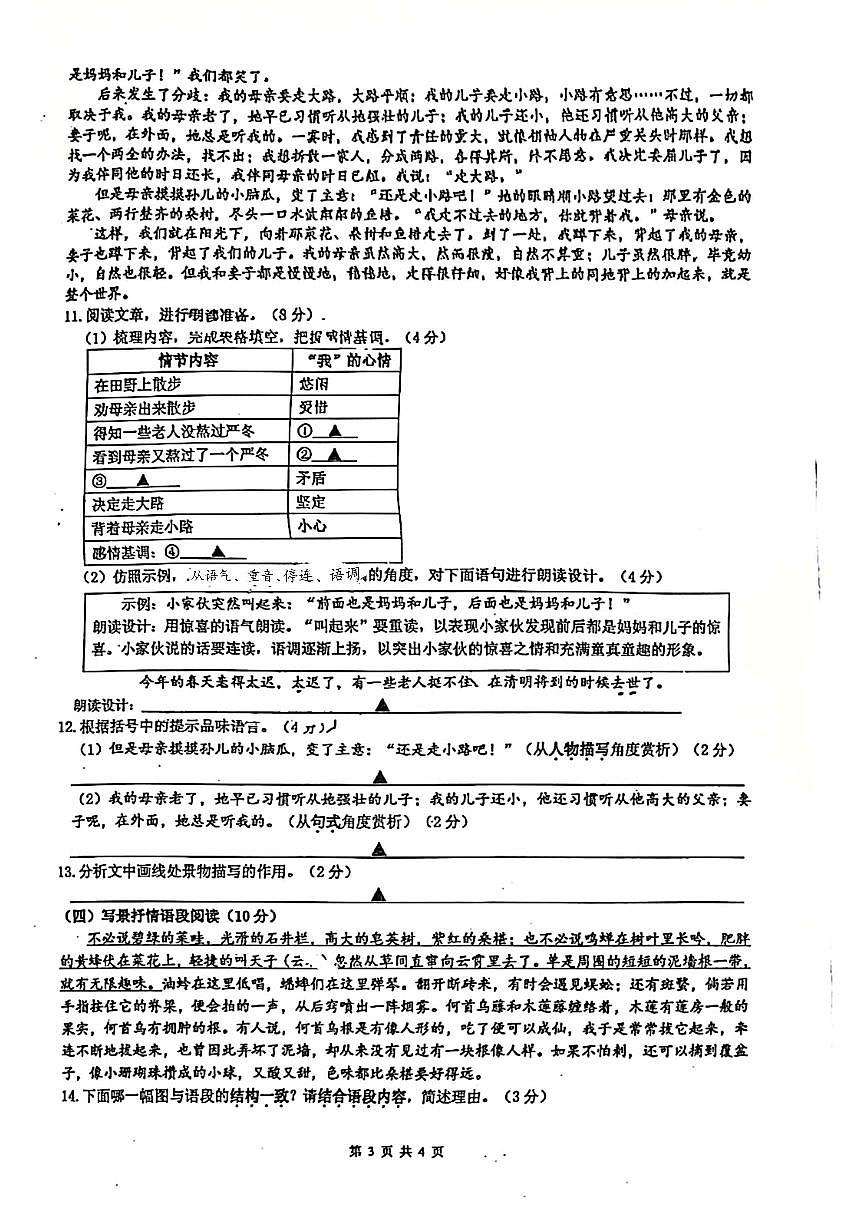 江苏省南京市六合高级中学附属初级中学2025-2026学年七年级上学期第一次月考语文试题（月考）第3页