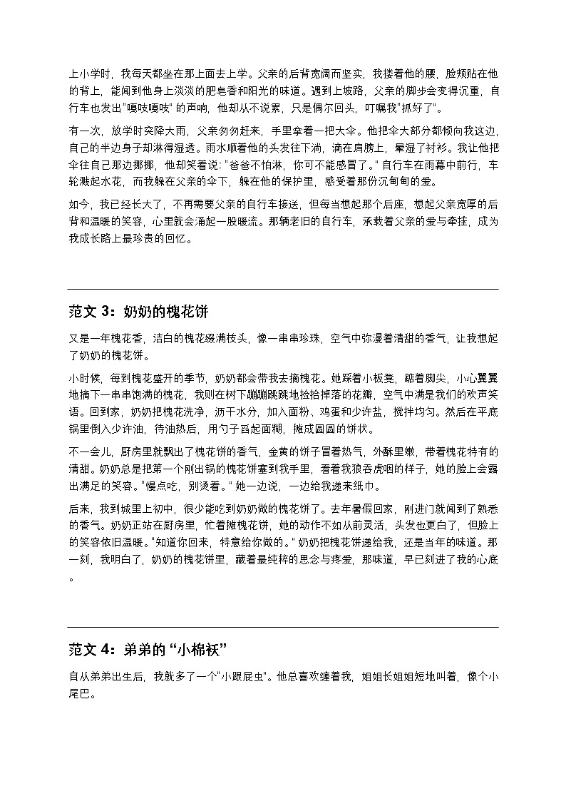 初中语文全版本 亲情类满分作文10篇练习（原创高分范文+写作技巧）第2页